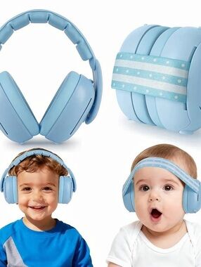 cumunebula 2 in 1 Baby Earmuffs Hearing Protection Blue Baby 3-48 Months
